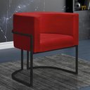 Ver imagem 2 de Kit 2 Poltronas Reforçadas Decorativa Sala Nayara Base Ferro Preto Suede Vermelho