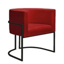 Ver imagem 3 de Kit 2 Poltronas Reforçadas Decorativa Sala Nayara Base Ferro Preto Suede Vermelho
