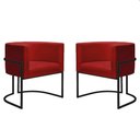 Ver imagem 1 de Kit 2 Poltronas Reforçadas Decorativa Sala Nayara Base Ferro Preto Suede Vermelho