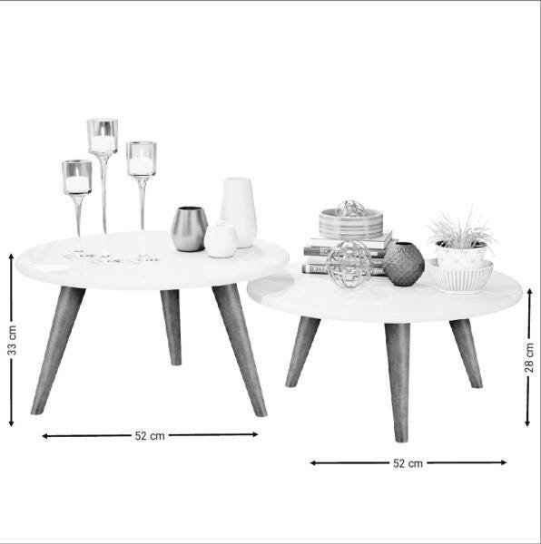 Conjunto de Mesa Centro Isis - Preto/Madeiro Canela - 3