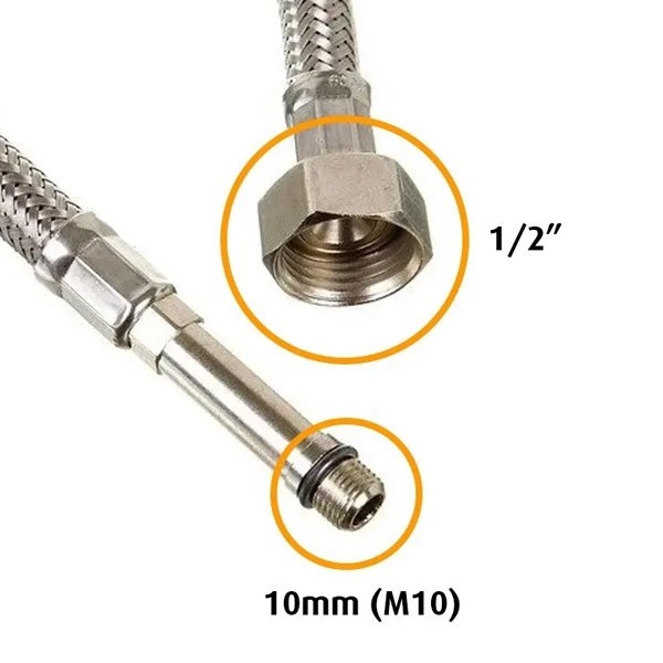 Engate Rabicho Monocomando Misturador Par 80cm Grande Flexível Mangueira Torneira Água Quente Fria P - 2