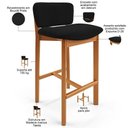 Ver imagem 4 de Kit 02 Banquetas Alta para Cozinha Sala de Jantar Bar Dara L02 Bouclê Preto - Lyam Decor