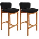 Ver imagem 1 de Kit 02 Banquetas Alta para Cozinha Sala de Jantar Bar Dara L02 Bouclê Preto - Lyam Decor