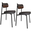 Ver imagem 1 de Kit 02 Cadeiras Estofada para Sala de Jantar Astrid Preto C01 Linho Preto Courino Whisky - Lyam Deco