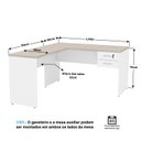 Ver imagem 5 de Mesa de Canto Escrivaninha em L com Gaveteiro 1.40x1.50 Escritório Netmobil - Dubai/branco