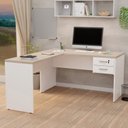 Ver imagem 1 de Mesa de Canto Escrivaninha em L com Gaveteiro 1.40x1.50 Escritório Netmobil - Dubai/branco