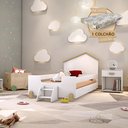Ver imagem 1 de Cama Infantil com Colchão e Escadinha Juvenil Ayla - Branca e Natural