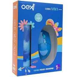 Kit Mouse e Mousepad Vibes AZUL OEX MC200 - 1