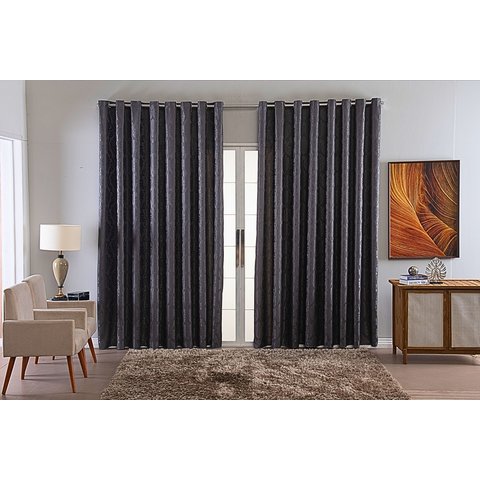 Cortina Jacquard Luxo em Tecido Semi Blackout Sala 5,00x2,80:grafitte