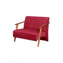Ver imagem 1 de Poltrona Namoradeira Venus Braço Madeira Maciça Suede Unidecor Vermelho