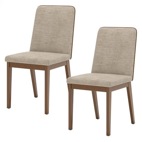 Cadeira para Mesa de Jantar Pietra Kit 02 Peças Corano Caramelo Creme – Henn