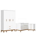 Ver imagem 1 de Quarto de Bebê Flip Guarda Roupa 4 Portas e Cômoda Gaveteiro Branco Acetinado - Reller