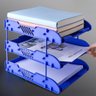 Organizador Escritorio Triplo Mesa Porta Documentos 3 Bandejas Arquivo Revistas Caixa - 5