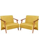 Ver imagem 1 de Poltrona Namoradeira Venus Braço Madeira Maciça Suede Unidecor Amarelo