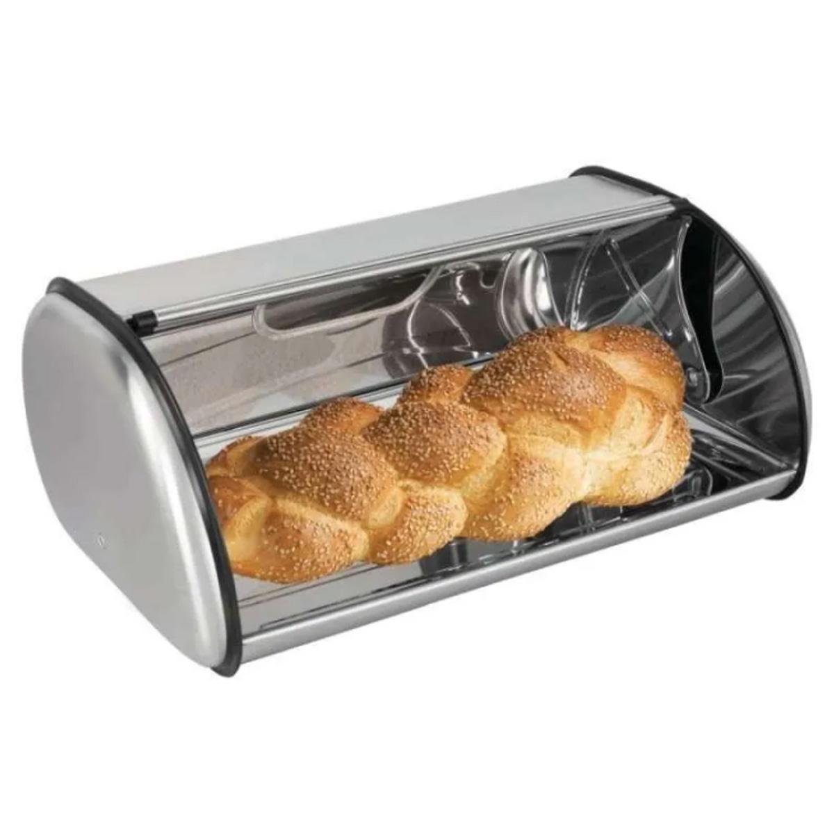 Porta Pão em Aço Inox Armazenador Pães Line 35cm - 3