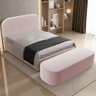 Cabeceira Cama Box Casal 140cm Lanna com Puff Recamier Doha W01 Bouclê Rosê - Lyam Decor - 2