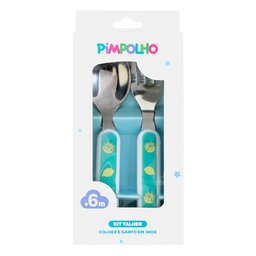 Kit Talher Infantil Colher/garfo Inox Verde/limão - Pimpolho - 2