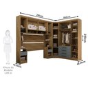 Ver imagem 4 de Quarto Modulado Casal Canto Diagonal Guarda-roupas Maleiro e Cabeceira Paris Master Luciane Móveis