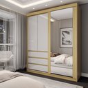 Ver imagem 1 de Guarda-Roupa Solteiro Rosário 100% Mdf 3 Portas 3 Gavetas com Espelho Castanho/Off White - Panorama 