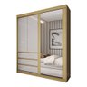 Guarda-Roupa Solteiro Rosário 100% Mdf 3 Portas 3 Gavetas com Espelho Castanho/Off White - Panorama  - 3