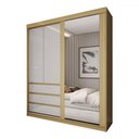 Ver imagem 4 de Guarda-Roupa Solteiro Rosário 100% Mdf 3 Portas 3 Gavetas com Espelho Castanho/Off White - Panorama