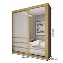 Ver imagem 5 de Guarda-Roupa Solteiro Rosário 100% Mdf 3 Portas 3 Gavetas com Espelho Castanho/Off White - Panorama