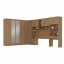 Ver imagem 2 de Guarda Roupa Casal Modulado 5 Peças 12 Portas com Espelho, Cabeceira e Escrivaninha 100% MDF Smart Cinamomo Marrom