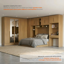 Ver mais imagens de Guarda Roupa Casal Modulado 5 Peças 12 Portas com Espelho, Cabeceira e Escrivaninha 100% MDF Smart Cinamomo Marrom