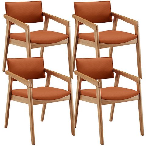 Kit 04 Cadeiras para Sala de Jantar Estar Living Giorgia B04 Tecido Terracota - Lyam Decor