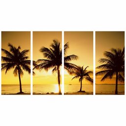Quadro praia coqueiro por do sol para decorar 130x65 cm - 1
