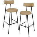 Ver imagem 1 de Kit 02 Banquetas Alta Bar Cozinha Sala De Jantar Em Aço Milão L02 Linho Bege Escuro - Lyam Decor