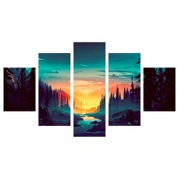 Quadro amanhecer planeta alienigena ficção 114X65 CM - 1