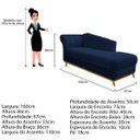 Ver imagem 3 de Diva Recamier Vanessa 160cm Lado Direito Suede Adj Decor Azul Marinho