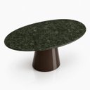 Ver imagem 2 de Mesa de Jantar Cone Oval 160x90 cm Tampo Mármore Verde Guatemala Base Laca Marrom Cacau
