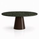 Ver imagem 1 de Mesa de Jantar Cone Oval 160x90 cm Tampo Mármore Verde Guatemala Base Laca Marrom Cacau