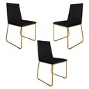 Ver imagem 1 de Kit 3 Cadeiras de Jantar Estofada Lille Base Gold Veludo Preto - Montanaris Decor