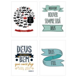 Quadro kit evangelico deus e fiel decorativo - 1