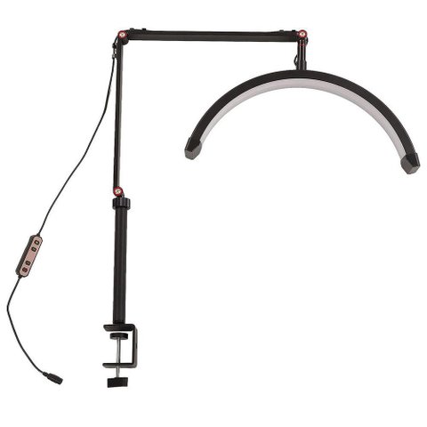 Luminaria Estetica Spa Meia Lua Arco 3 Tons Led Suporte Celular Mesa Salao de Beleza Maquiagem