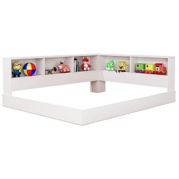 Cama de Chão com Estante em L e Nichos 100% Mdf - 4