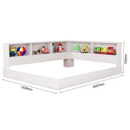 Cama de Chão com Estante em L e Nichos 100% Mdf - 5