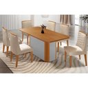 Ver imagem 1 de Conjunto: Mesa Sala Jantar Pietá C/ Tampo Madeirado Canto Curvo 180x90cm e 6 Cadeiras Maldivas