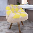 Ver imagem 1 de Poltrona Paloma Escritório Sala Giratória Madeira Suede Bege e Suede Amarelo - Dominic Decor