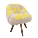 Ver imagem 2 de Poltrona Paloma Escritório Sala Giratória Madeira Suede Bege e Suede Amarelo - Dominic Decor