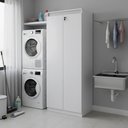 Ver imagem 2 de Armário Multiuso 60x160,5cm com 3 Prateleiras 2 Portas e Chave Am3110 Branco