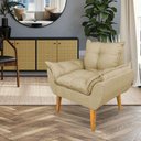 Ver imagem 7 de Kit 2 Poltronas Decorativa e Puff Opala Luxo Linho Dourado Dal Poz Estofados