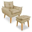Ver imagem 1 de Kit 2 Poltronas Decorativa e Puff Opala Luxo Linho Dourado Dal Poz Estofados