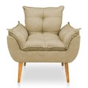 Ver mais imagens de Kit 2 Poltronas Decorativa e Puff Opala Luxo Linho Dourado Dal Poz Estofados