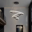 Ver imagem 1 de Lustre Luminária Pendente 03 Aros Anéis 03 Tons de Iluminação Branco Frio, Morno e Quente Preto 220V