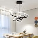 Ver imagem 2 de Lustre Luminária Pendente 03 Aros Anéis 03 Tons de Iluminação Branco Frio, Morno e Quente Preto 220V
