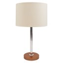 Ver imagem 1 de Abajur Sala Quarto Estilo Grande Pé Bronze Redondo 50 Cm Cúpula Redonda Algodão Crú